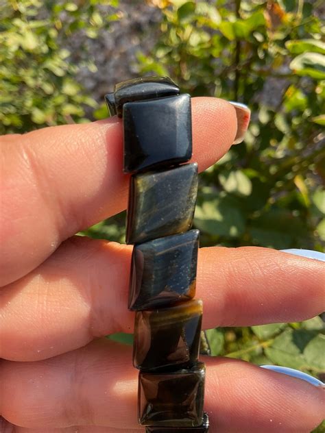 Blue Tigers Eye Traingle Shaped Braceletblue Tigers Eye Jewelry T