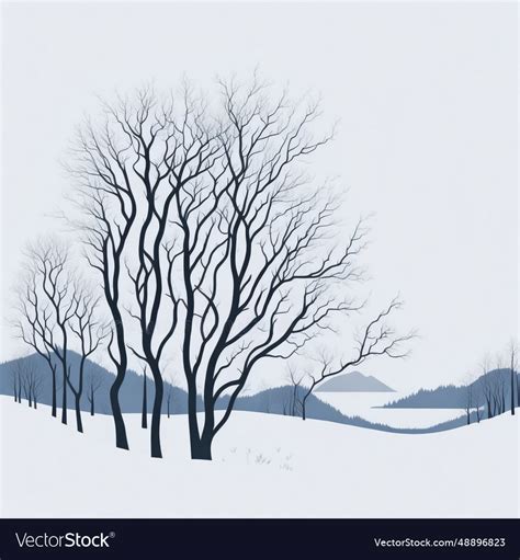 Naked Trees Silhouettes Hand Drawn Royalty Free Vector Image