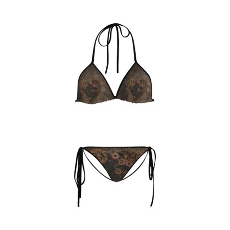 A Decorated Steampunk Heart In Brown Custom Bikini Swimsuit Id D