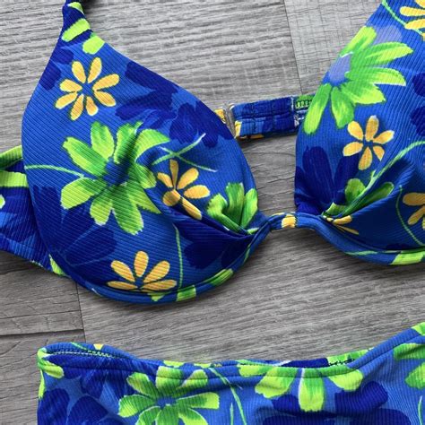 Vintage Blue Floral Bikini Set Make A Splash In Depop
