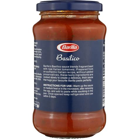 Barilla Pasta Sauce Basilico Tomato Basil 400g Woolworths