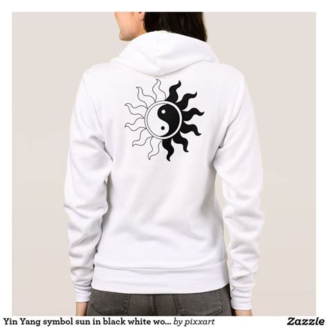 Yin Yang Symbol Sun In Black White Womans Hoodie White Hoodie Women