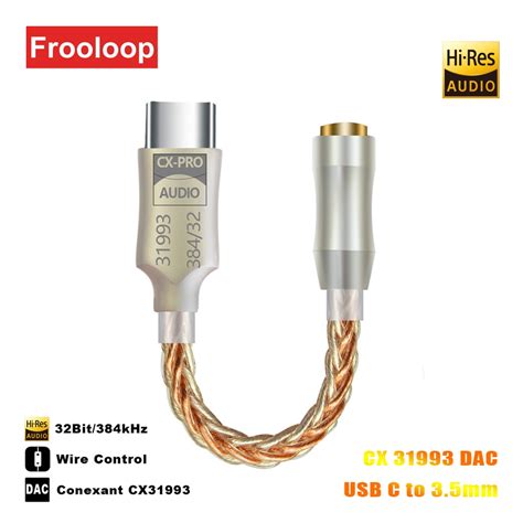 Cx31993 อะแดปเตอร์แปลงเสียง HiFi DAC USB C เป็นแจ็ค 3.5 มม. 32Bit ...