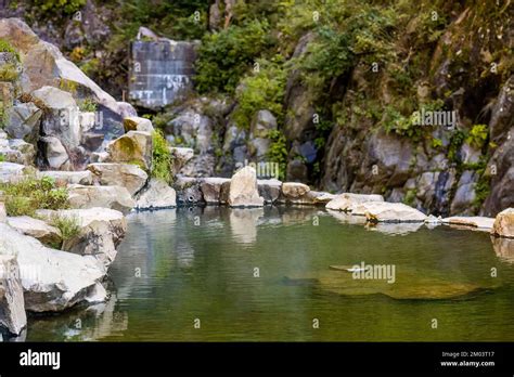 Japanese Hot Springs Onsen Outdoors Empty Bath Stock Photo Alamy