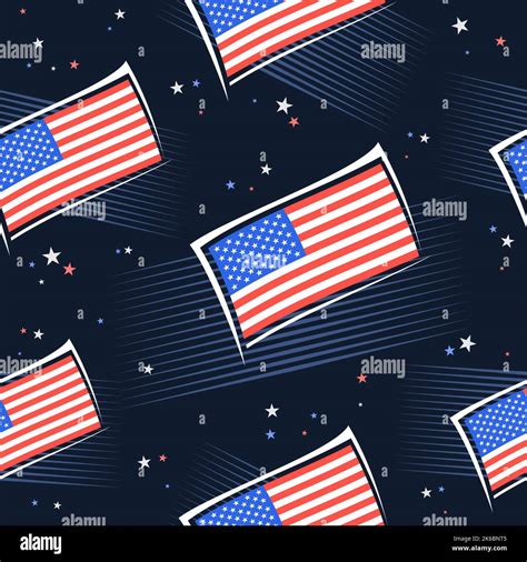 Vector American Flags Seamless Pattern Square Repeating Background