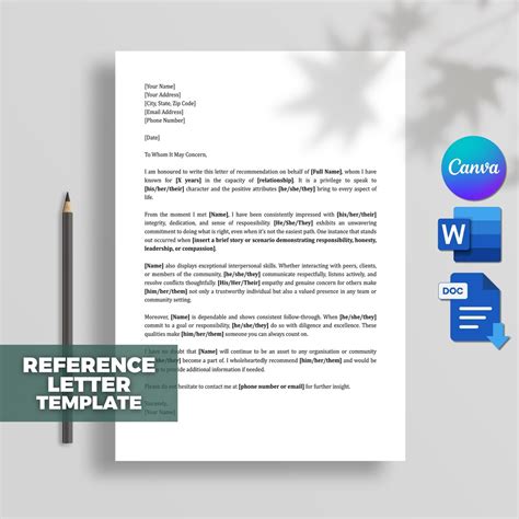 personal reference letter template recommendation letter template