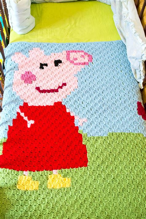 Pappa Pig Crochet Baby Blanket Handmade Baby Blanket Etsy