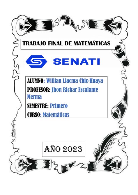 Trabajo Final De Matematica Matem Tica Senati Studocu