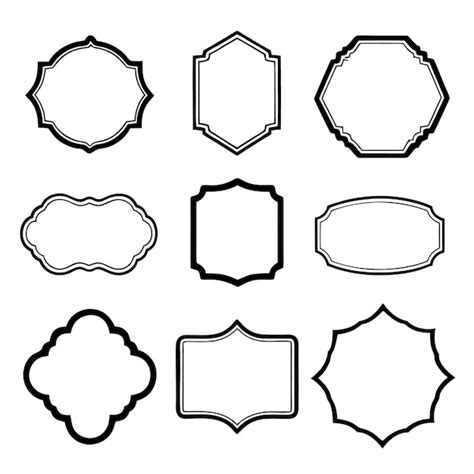 Set Of Nine Black And White Ornate Frames Premium AI Generated Vector