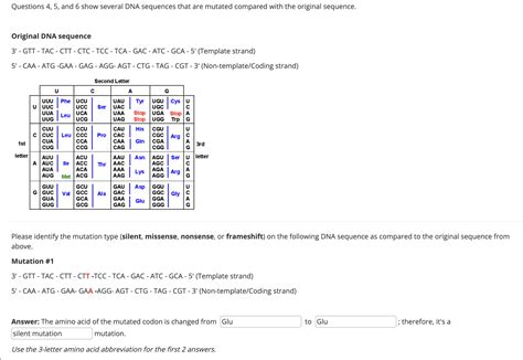 Solved Questions 4,5 , and 6 show several DNA sequences that | Chegg.com