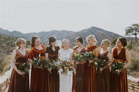 Wedding Party in Velvet Dresses at Texas Wedding