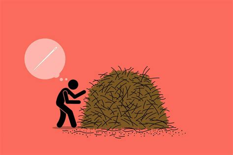 Finding a needle in a haystack. Vector illustrations clip art depicts ...