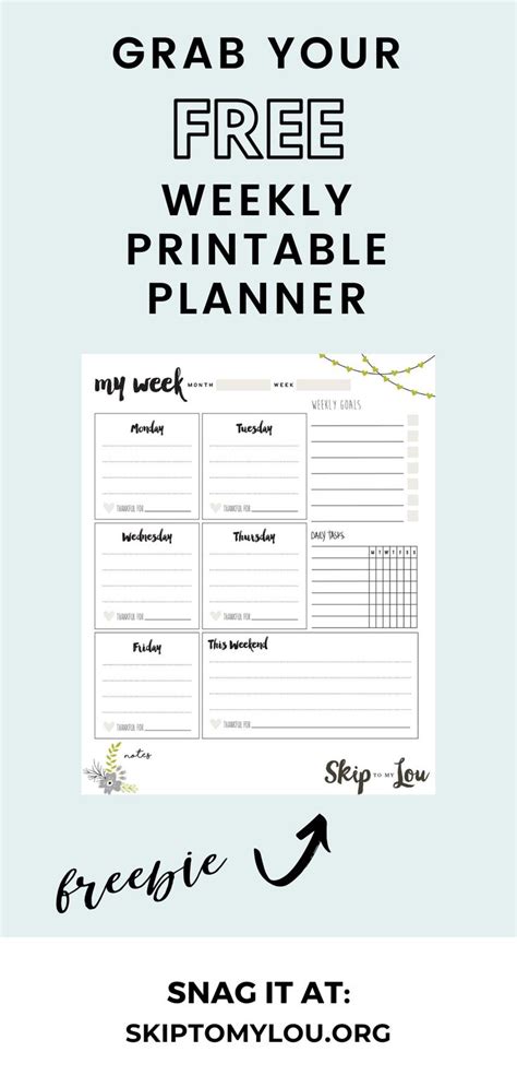 Free Printable Weekly Planner Skip To My Lou Weekly Planner