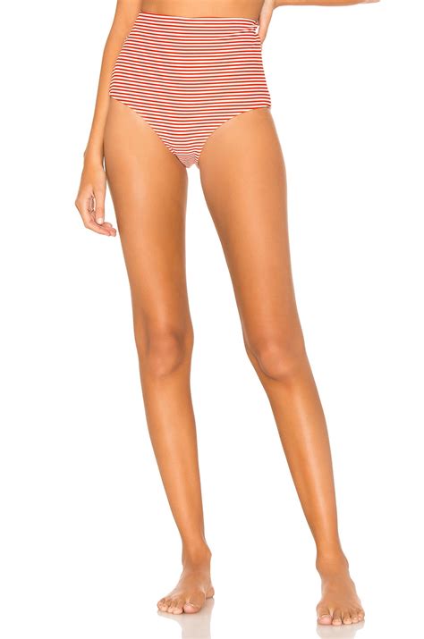 Mara Hoffman Lydia Bikini Bottom In White Red REVOLVE