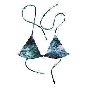 Turning Tides Recycled Plastic Triangle String Bikini Swimsuit Top Eco