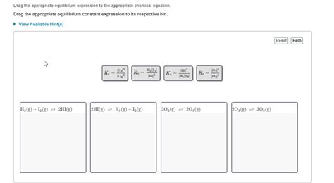 Solved Drag the appropriate equilibrium expression to the | Chegg.com