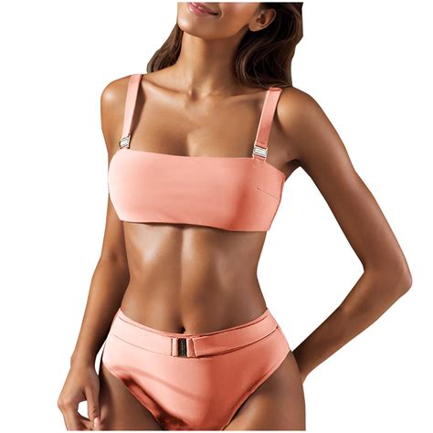 BeAi High Cut Swimsuits For Women One Piece Push Up Bikini Sets For Women Padded Sexy Womens