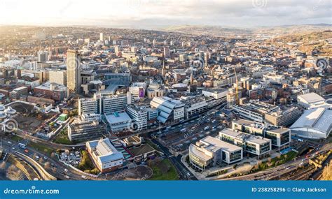 Aerial View of Sheffield City Centre Skyline at Sunset Editorial Photo ...