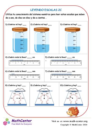 Leyendo Escalas 2C Hojas De Trabajo Math Center