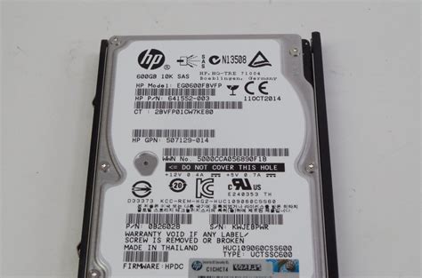 HP EG0600FBVFP 600GB 10K 2.5" 6G SAS 641552-003 642108-001 Support G8 ...