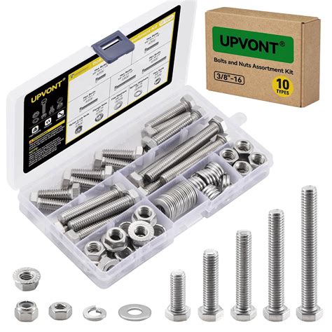 UPVONT Hex Bolts And Nuts Assortment Kit 3 8 16 UNC Nuts And Bolts