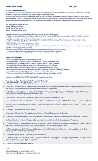Heograpiya ng asya 8 | PDF