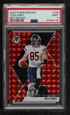 2020 Panini Mosaic Rookies Mosaic Red Prizm Cole Kmet 218 PSA 9 MINT