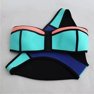 Swim Hpmulticolored Neoprene Zipperfront Bikini Set Poshmark