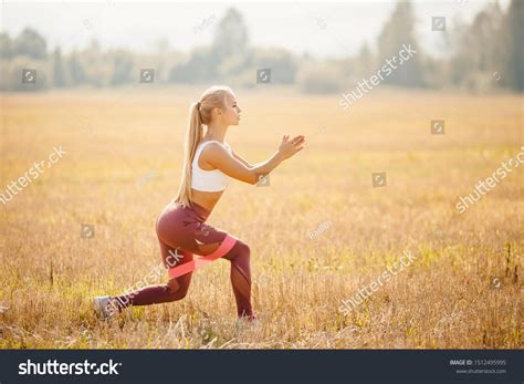 Beautiful Girl Athlete Blonde Performs Exercises Stock Photo 1512495995 Shutterstock