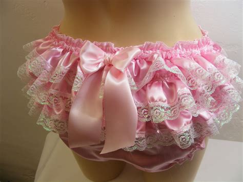 Sissy Frilly Silky Satin Lace Ruffle Bum Sissy Panties White Etsy