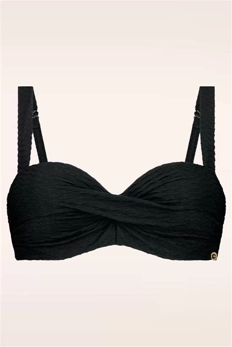 Bikini S Tc Beach Twisted Bikinitop In Zwart Snake Vintagein Spired