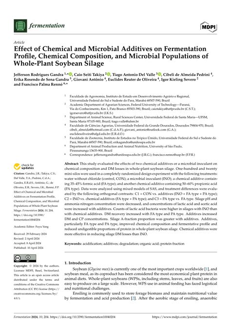 PDF Effect Of Chemical And Microbial Additives On Fermentation