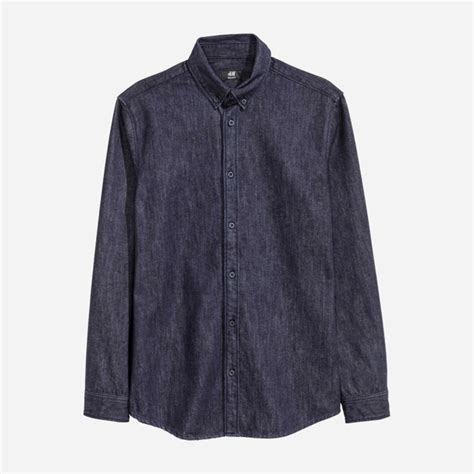 Джинсовая рубашка H&M XAZ049993OVKH XL Темно-синяя (2000000887913) – в ...