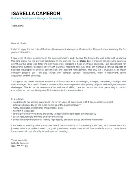 Fabulous Info About Business Development Manager Cover Letter Sample