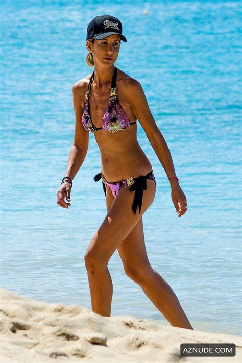Lady Victoria Hervey Hits The Beach In Barbados In A Bright Pink Sequin Bikini AZNude
