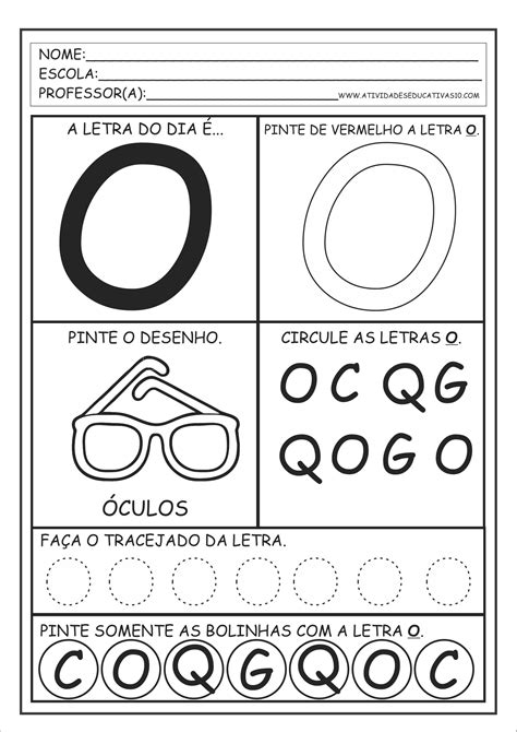 Atividade Da Vogal E Para Educação Infantil
