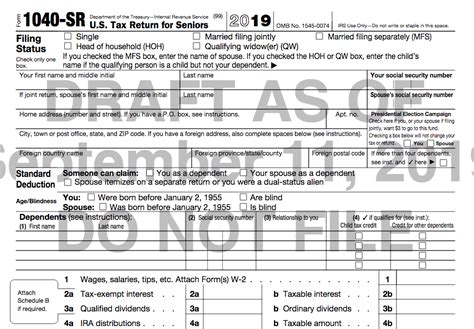 Printable 1040 Sr