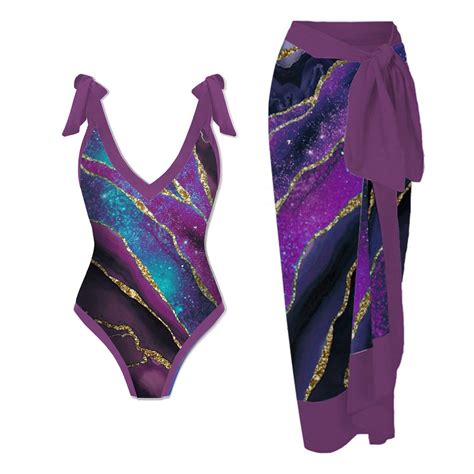 VBVC Womens One Piece Swimsuit With Beach Cover Up Wrap Skirt Floral Print Bikini Set Two Piece