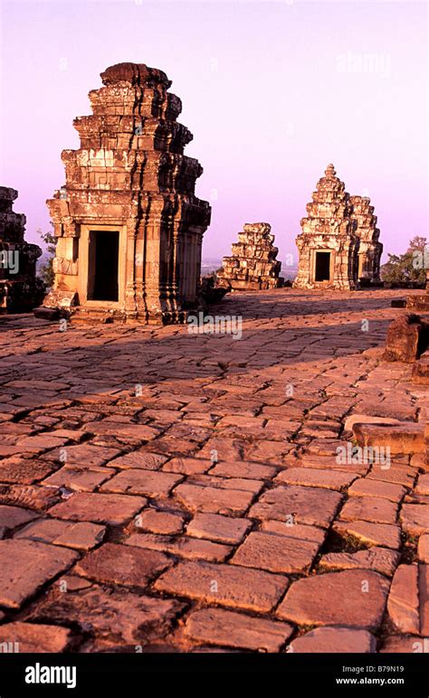 Sunset Over Th Century Hindu Temple Of Phnom Bakheng Angkor Wat Ruins