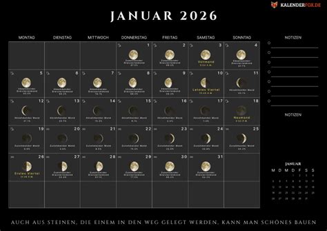 einfacher kalender januar