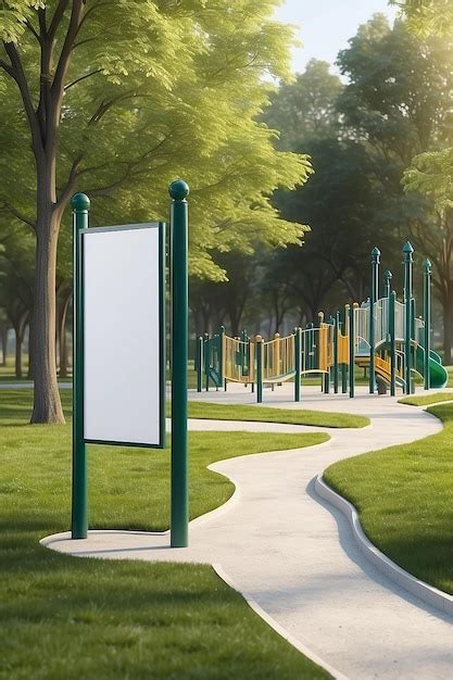 Premium Photo Public Park Playground Signage Mockup With Blank White