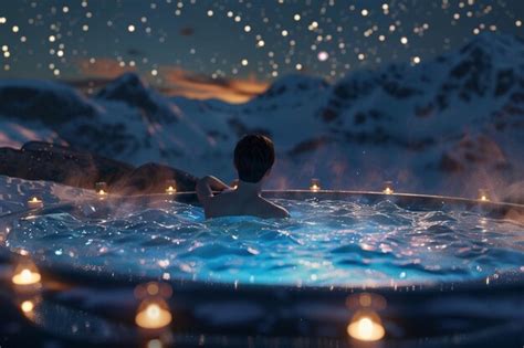 Premium Photo Blissful Relaxation In A Bubbling Hot Tub Under Th