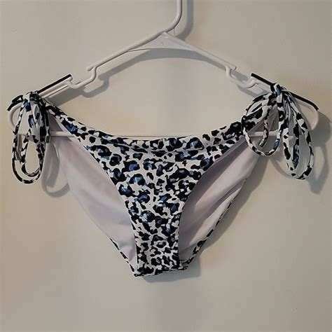 Victoria S Secret Swim Nwot Victoria Secret Swim Blue Cheetah String Bikini Bottoms Poshmark