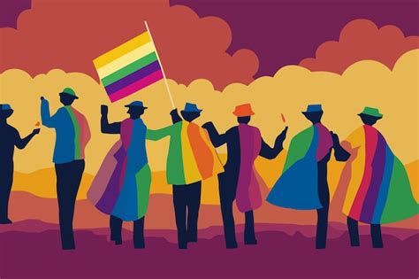 Premium Vector People Expressing Tolerance For Lgbtq Pride Rainbow