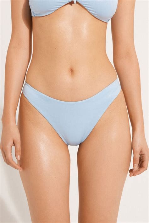 Slip Bikini Reggiseniiliano Sgambato Alto Arrotondato Shiny Ocean Taglio Reggiseniiliano