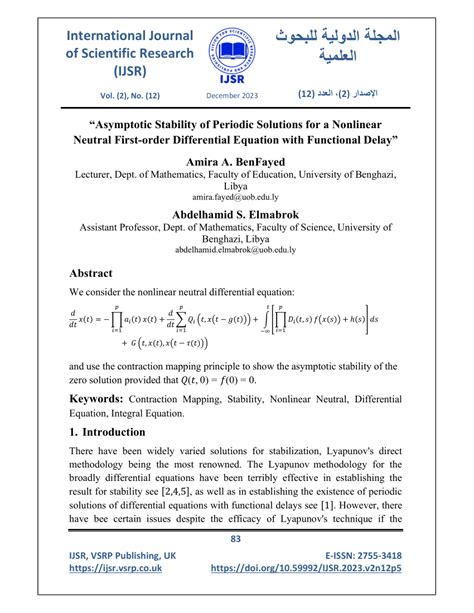 PDF Asymptotic Stability Of Periodic Solutions For A Nonlinear