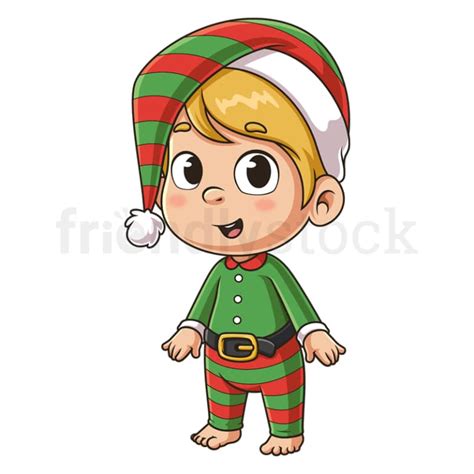 Cartoon Baby Boy Christmas Elf Vector Clip Art Graphic Friendlystock