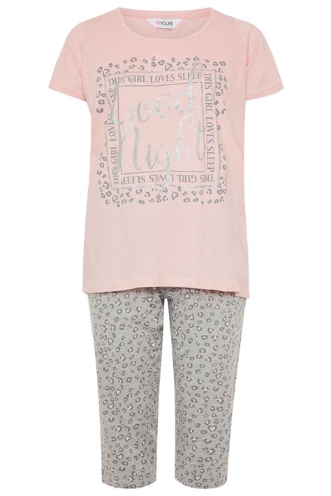 Pink Animal Print Crop Pyjama Set Yours Clothing