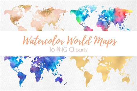 Watercolor And Gold World Maps PNG Clipart Textures 1806664 Clipart