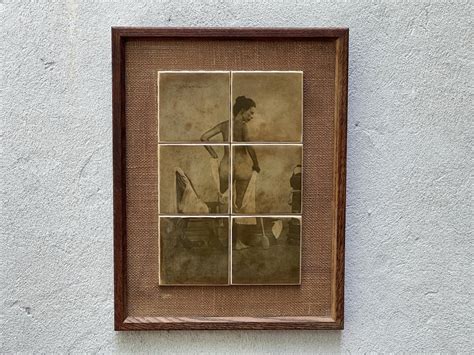 Sepia Toned Bathing Nude On Ceramic Tiles Framed Etsy